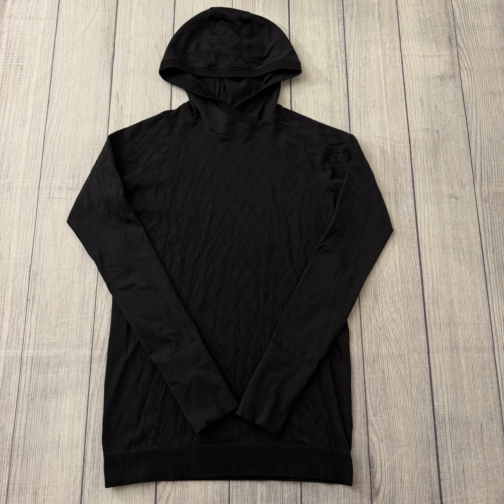 Lululemon Womens Hoodie Blue Size 4 Rest Less Pullover Black Activewear Workout